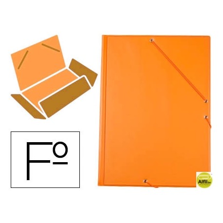 CARPETA LIDERPAPEL GOMAS PLASTICO FOLIO SOLAPA COLOR NARANJA