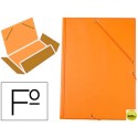 CARPETA LIDERPAPEL GOMAS PLASTICO FOLIO SOLAPA COLOR NARANJA