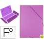 CARPETA LIDERPAPEL GOMAS PLASTICO FOLIO SOLAPA COLOR LILA