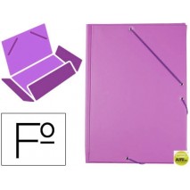 CARPETA LIDERPAPEL GOMAS PLASTICO FOLIO SOLAPA COLOR LILA