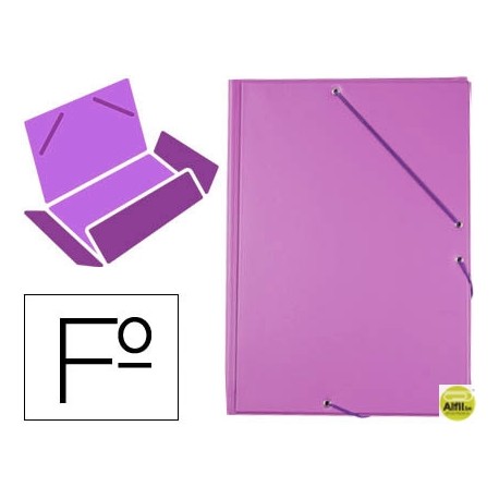 CARPETA LIDERPAPEL GOMAS PLASTICO FOLIO SOLAPA COLOR LILA