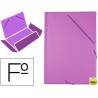 CARPETA LIDERPAPEL GOMAS PLASTICO FOLIO SOLAPA COLOR LILA