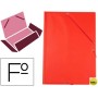 CARPETA LIDERPAPEL GOMAS PLASTICO FOLIO SOLAPA COLOR ROJO