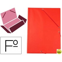CARPETA LIDERPAPEL GOMAS PLASTICO FOLIO SOLAPA COLOR ROJO