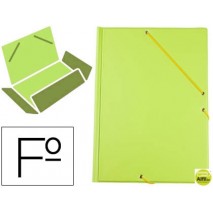 CARPETA LIDERPAPEL GOMAS PLASTICO FOLIO SOLAPA COLOR VERDE PISTACHO