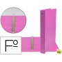 CARPETA LIDERPAPEL 4 ANILLAS 25 MM REDONDAS PLASTICO FOLIO COLOR FUCSIA