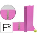 CARPETA LIDERPAPEL 4 ANILLAS 25 MM REDONDAS PLASTICO FOLIO COLOR FUCSIA