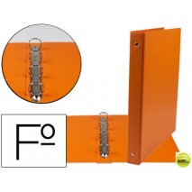 CARPETA LIDERPAPEL 4 ANILLAS 25 MM REDONDAS PLASTICO FOLIO COLOR NARANJA