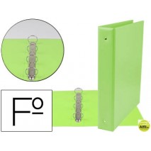 CARPETA LIDERPAPEL 4 ANILLAS 40 MM REDONDAS PLASTICO FOLIO COLOR VERDE PISTACHO