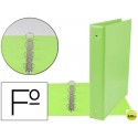 CARPETA LIDERPAPEL 4 ANILLAS 40 MM REDONDAS PLASTICO FOLIO COLOR VERDE PISTACHO