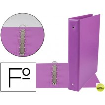 CARPETA LIDERPAPEL 4 ANILLAS 40 MM REDONDAS PLASTICO FOLIO COLOR LILA