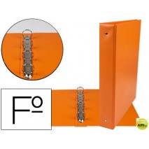 CARPETA LIDERPAPEL 4 ANILLAS 40 MM REDONDAS PLASTICO FOLIO COLOR NARANJA