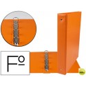 CARPETA LIDERPAPEL 4 ANILLAS 40 MM REDONDAS PLASTICO FOLIO COLOR NARANJA