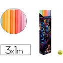 PAPEL KRAFT ROLLO 3X1 MT EXPOSITOR FUSION CON 24 ROLLOS COLORES SURTIDOS