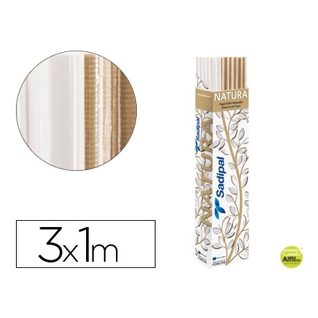 PAPEL KRAFT ROLLO 3X1 MT EXPOSITOR NATURA CON 18 ROLLOS MARRONES +6 BLANCOS