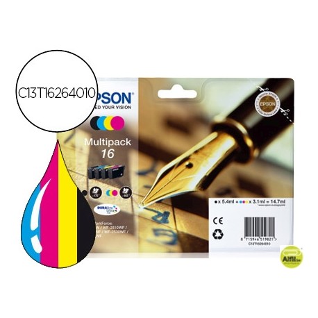 INK-JET EPSON 16 MULTIPACK WORKFORCE WF-2010W WF-2510WF WF-2520NF WF-2530WF WF-2540WF NEGRO AMARILLO