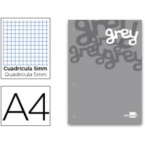 BLOC ENCOLADO LIDERPAPEL CUADRO 5 MM GRIS A4 NATURAL 100 HOJAS 100 G/M2