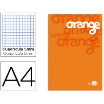 BLOC ENCOLADO LIDERPAPEL CUADRO 5 MM NARANJA A4 NATURAL100 HOJAS 100 G/M2