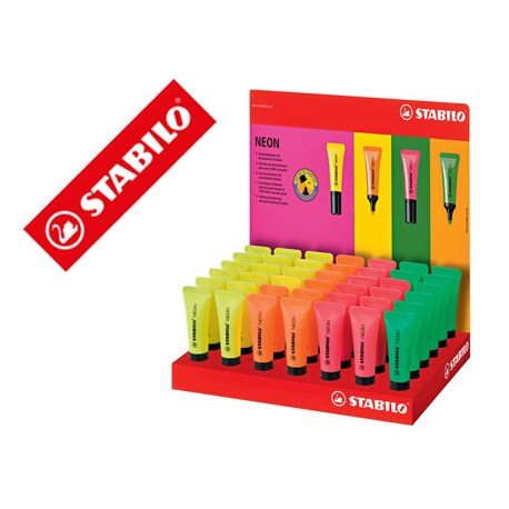 ROTULADOR STABILO NEON FLUORESCENTE 72 EXPOSITOR DE 42 UNIDADES COLORES SURTIDOS