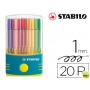 ROTULADOR STABILO PEN 68 PUNTA MEDIA PARADE ESTUCHE DE COLOR TURQUESA 20 UNIDADES COLORES SURTIDOS