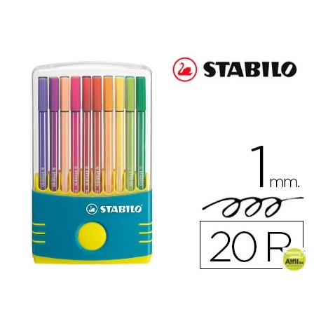 ROTULADOR STABILO PEN 68 PUNTA MEDIA PARADE ESTUCHE DE COLOR TURQUESA 20 UNIDADES COLORES SURTIDOS