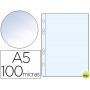 FUNDA MULTITALADRO Q-CONNECT DIN A5 100 MC CRISTAL 6 TALADROS BOLSA DE 10