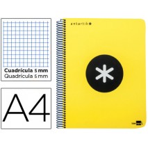 BLOC ESPIRAL LIDERPAPEL A4 MICRO ANTARTIK TAPA POLIPROPILENO 120H 100G CUADRO 5 MM 5 BANDAS 4 AMARI