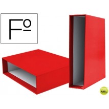 CAJA ARCHIVADOR LIDERPAPEL DE PALANCA CARTON FOLIO DOCUMENTA COLOR ROJO