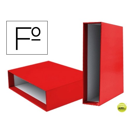 CAJA ARCHIVADOR LIDERPAPEL DE PALANCA CARTON FOLIO DOCUMENTA COLOR ROJO