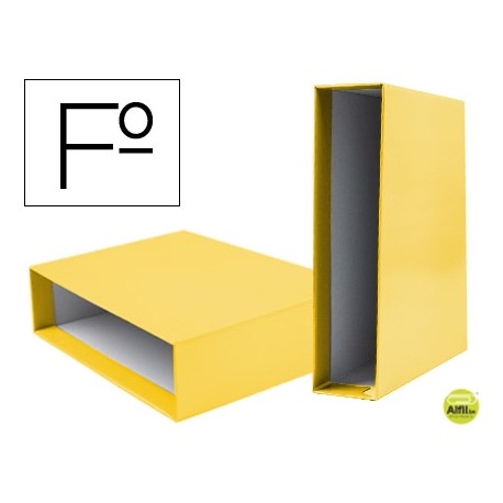 CAJA ARCHIVADOR LIDERPAPEL DE PALANCA CARTON FOLIO DOCUMENTA COLOR AMARILLO