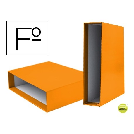 CAJA ARCHIVADOR LIDERPAPEL DE PALANCA CARTON FOLIO DOCUMENTA COLOR NARANJA