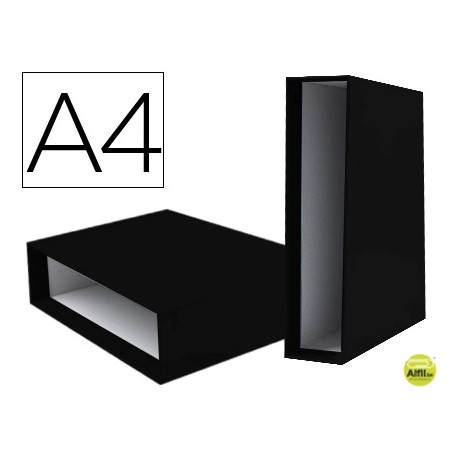 CAJA ARCHIVADOR LIDERPAPEL DE PALANCA CARTON DIN-A4 DOCUMENTA COLOR NEGRO