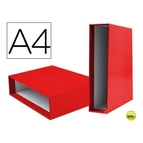 CAJA ARCHIVADOR LIDERPAPEL DE PALANCA CARTON DIN-A4 DOCUMENTA COLOR ROJO