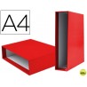CAJA ARCHIVADOR LIDERPAPEL DE PALANCA CARTON DIN-A4 DOCUMENTA COLOR ROJO