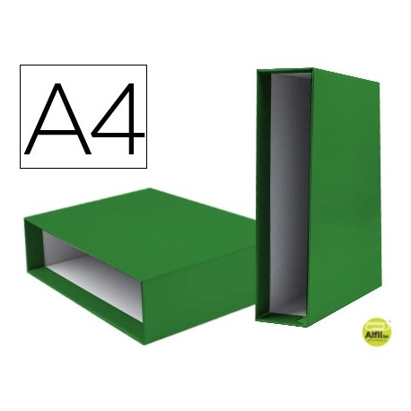 CAJA ARCHIVADOR LIDERPAPEL DE PALANCA CARTON DIN-A4 DOCUMENTA COLOR VERDE