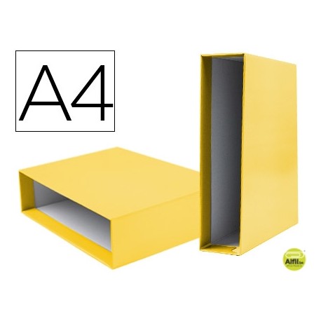 CAJA ARCHIVADOR LIDERPAPEL DE PALANCA CARTON DIN-A4 DOCUMENTA COLOR AMARILLO