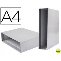 CAJA ARCHIVADOR LIDERPAPEL DE PALANCA CARTON DIN-A4 DOCUMENTA COLOR GRIS