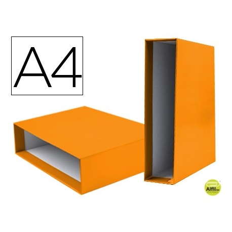CAJA ARCHIVADOR LIDERPAPEL DE PALANCA CARTON DIN-A4 DOCUMENTA COLOR NARANJA