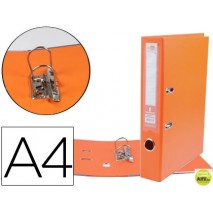 ARCHIVADOR DE PALANCA LIDERPAPEL A4 DOCUMENTA FORRADO PVC CON RADO LOMO 75MMNARANJA COMPRESOR METALI