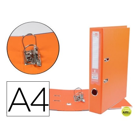 ARCHIVADOR DE PALANCA LIDERPAPEL A4 DOCUMENTA FORRADO PVC CON RADO LOMO 52MMNARANJA COMPRESOR METALI