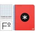 BLOC ESPIRAL LIDERPAPEL FOLIO ANTARTIK TAPA POLIPROPILENO 80 H 100G CUADRO 4MM CON MARGEN COLOR ROJO