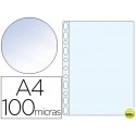 FUNDA MULTITALADRO Q-CONNECT DIN A4 100 MC CRISTAL