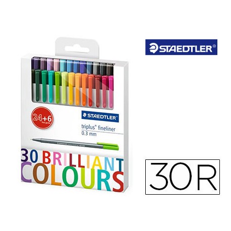 ROTULADOR STAEDTLER TRIPLUS FINELINER ESTUCHE 24+6 COLORES SURTIDOS