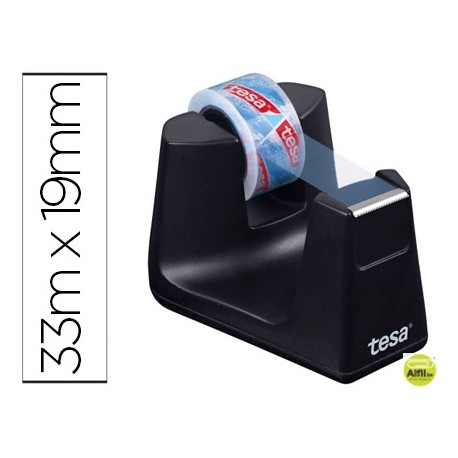 PORTARROLLO SOBREMESA TESA PLASTICO EASY CUT SMAT NEGRO PARA ROLLO DE 33MX19 MM