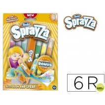 ROTULADOR SPRAYZA CAJA DE 6 COLORES SURTIDOS FLUORESCENTE + 1 PLANTILLA