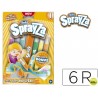 ROTULADOR SPRAYZA CAJA DE 6 COLORES SURTIDOS FLUORESCENTE + 1 PLANTILLA