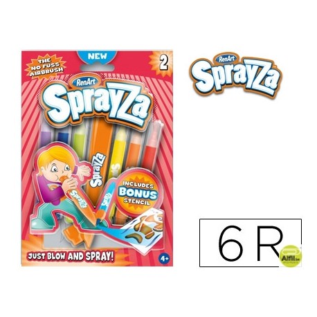 ROTULADOR SPRAYZA CAJA DE 6 COLORES SURTIDOS MATES + 1 PLANTILLA