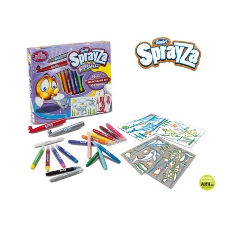 ROTULADOR SPRAYZA SUPER PRO CAJA DE 20 ROTULADORES COLORES SURTIDOS +10 PLANTILLA Y MESA DE TRABAJO