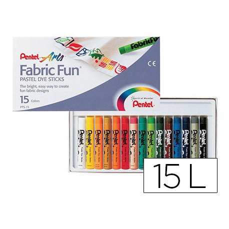 LAPICES PENTEL PASTEL PARA TEXTIL CAJA DE 15 COLORES SURTIDOS