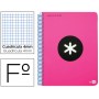 BLOC ESPIRAL LIDERPAPEL FOLIO ANTARTIK TAPA POLIPROPILENO 80 H 100G CUADRO 4MM CON MARGEN COLOR ROSA